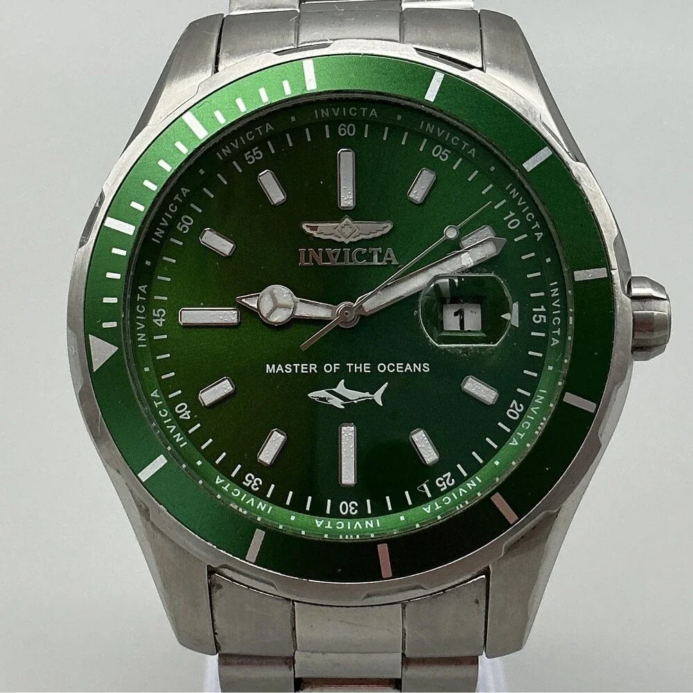 Invicta Master of the Oceans Mens Watch 46mm Green Stainless New Battery 7.5